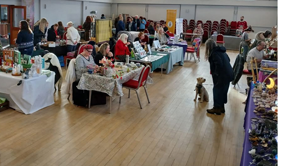 Stalls and visitors at a West Yorkshire fayre